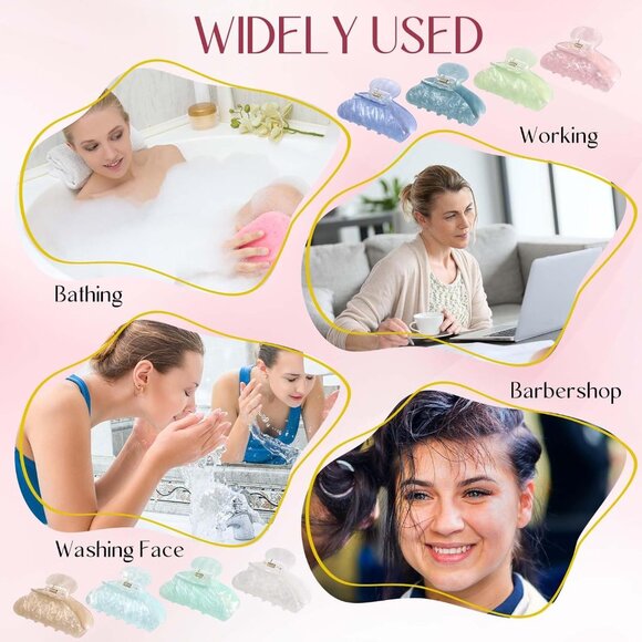 Large Non-slip Acrylic Hair Claw Clips Set - Perfect for Thick & Thin Hair - Picture 4 of 6